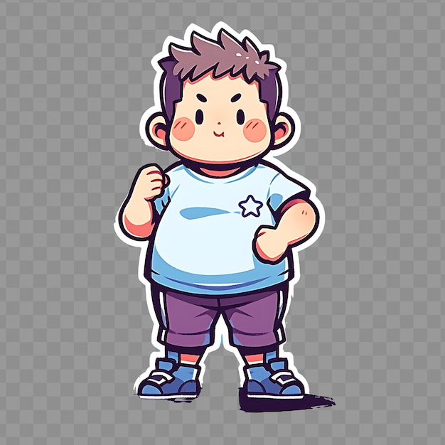 PSD a cartoon of a boy with a shirt that says  no one is standing up