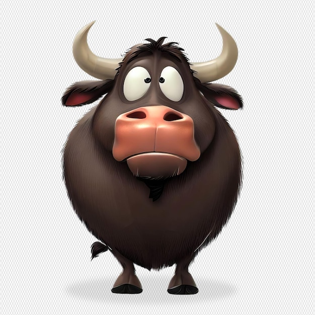 PSD a cartoon bull with a big nose png