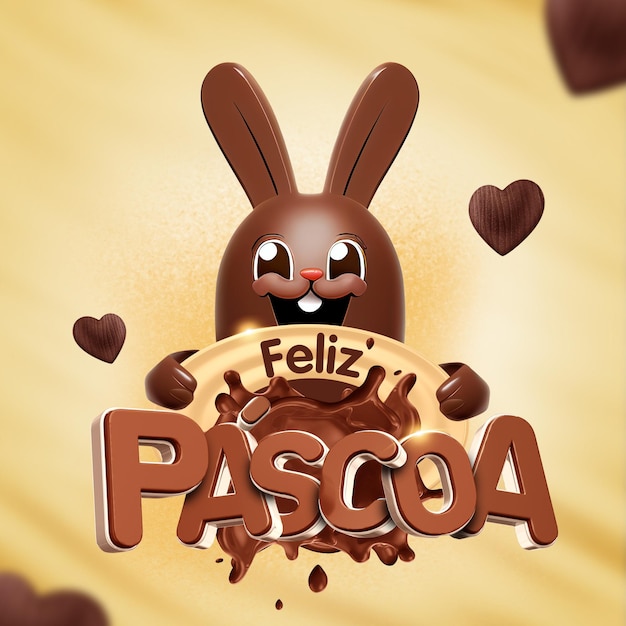 PSD a cartoon bunny with a chocolate bunny on it