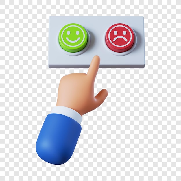 PSD cartoon businessman hand with two buttons