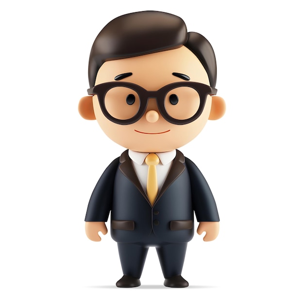 PSD cartoon businessman in suit standing confidently generative ai