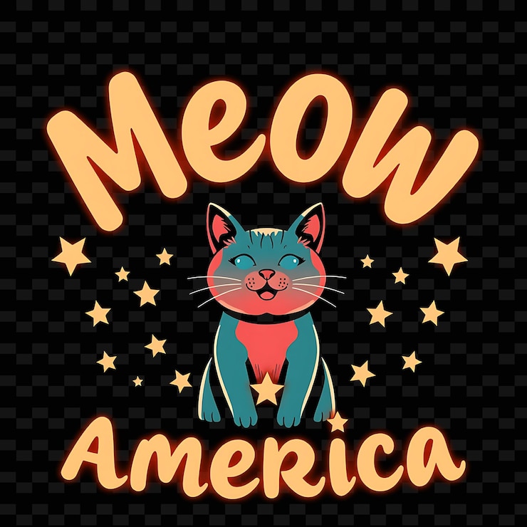 PSD a cartoon cat that is on a black background