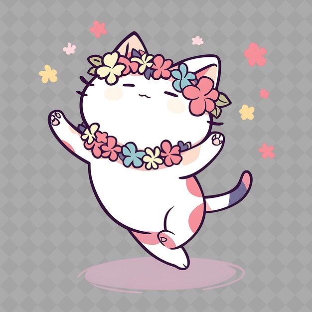 PSD a cartoon cat with a flower in the middle of it