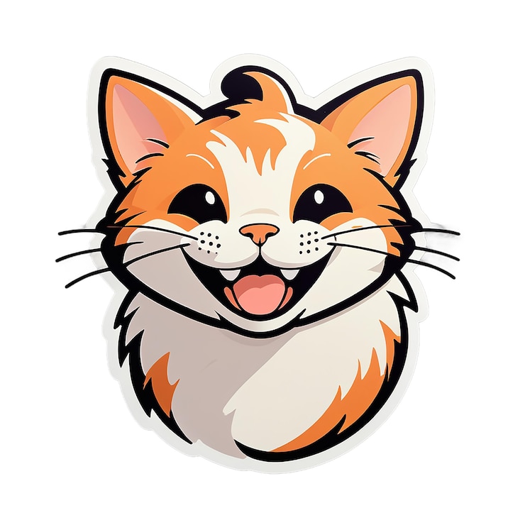 PSD мультфильмная кошка с белым лицом и черным и оранжевым лицом