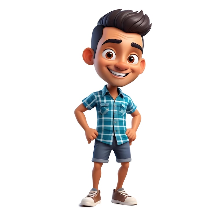 PSD a cartoon character of a boy with a shirt that says quot he  s a character quot
