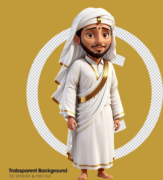 Un personaggio dei cartoni animati vestito con abiti tradizionali arabi