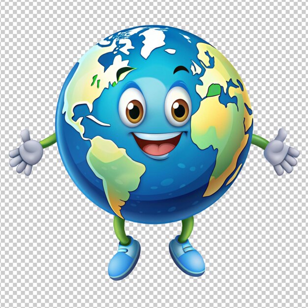 Cartoon character earth on transparent background