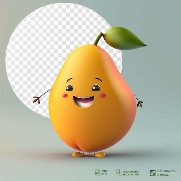 Cartoon character fruit with transparent background