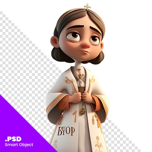 Cartoon character of jesus with good luck sign on white background psd template