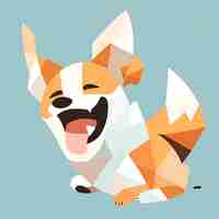 PSD cartoon character of a laughing corgiflat graphic design