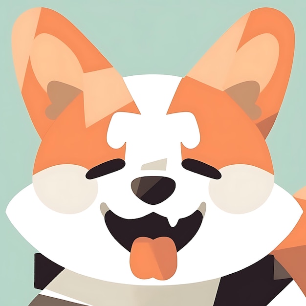 Personaggio di cartone animato di un corgiflat grafico che ride