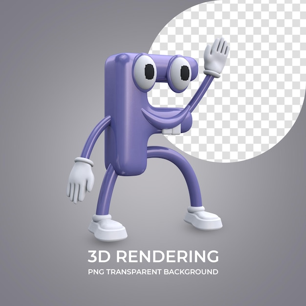 PSD personaggio dei cartoni animati lettera f rendering 3d isolato sfondo trasparente