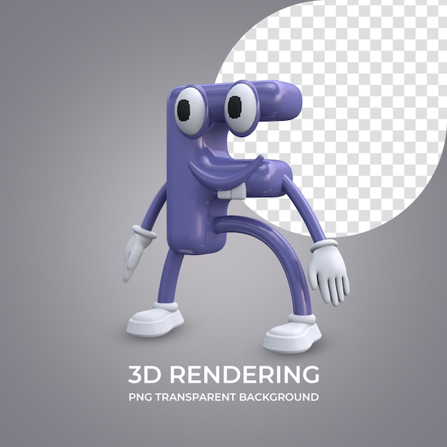 PSD personaggio dei cartoni animati lettera f rendering 3d isolato sfondo trasparente