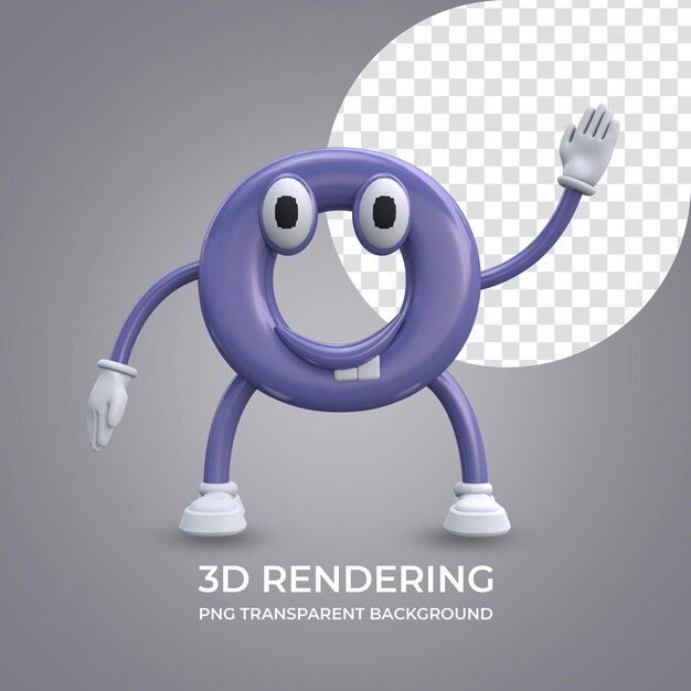 PSD personaggio dei cartoni animati lettera o rendering 3d isolato sfondo trasparente