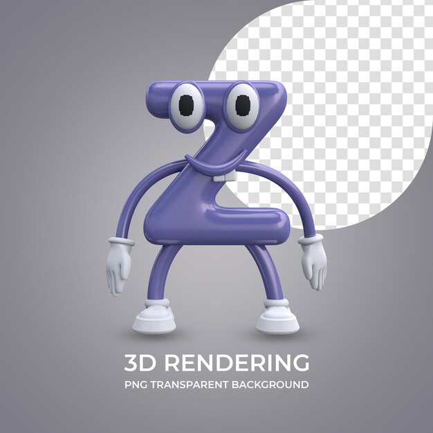 cartoon character letter z 3d rendering isolated transparent background