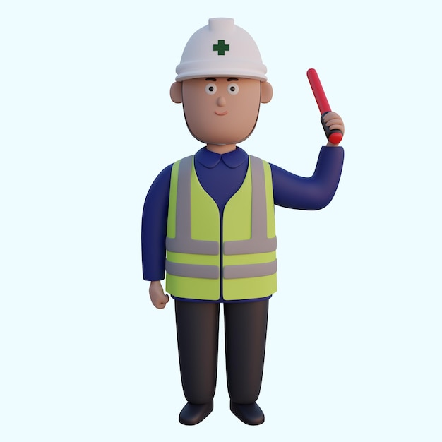 PSD a cartoon character wearing a safety vest and a cross on his head