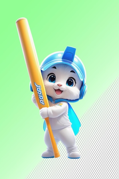 PSD a cartoon character with a blue helmet and a bat