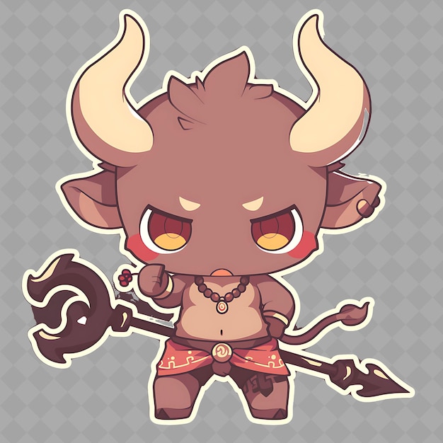 PSD a cartoon character with a bull and an axe