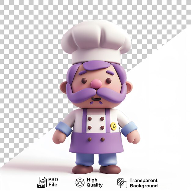 A cartoon character with a chef hat isolated on transparent background