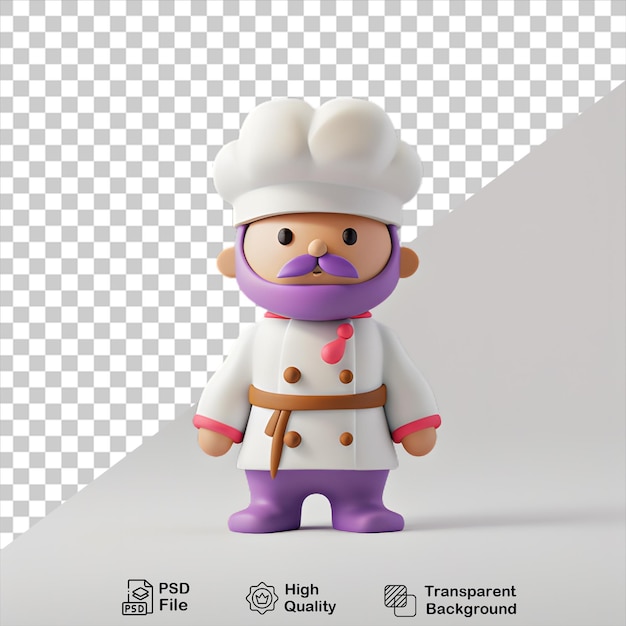 PSD a cartoon character with a chef hat isolated on transparent background