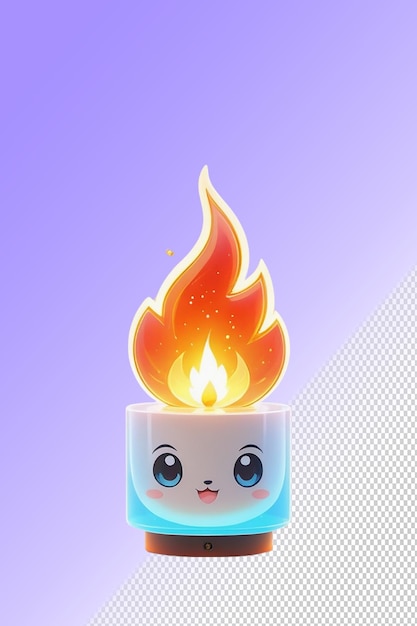 A cartoon character with a face on a fire
