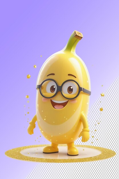 PSD a cartoon character with glasses and a banana on his head