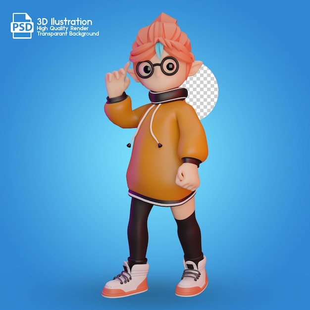 PSD a cartoon character with glasses