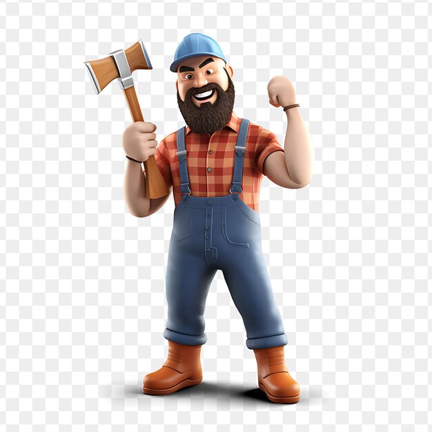 PSD a cartoon character with a hammer and an axe