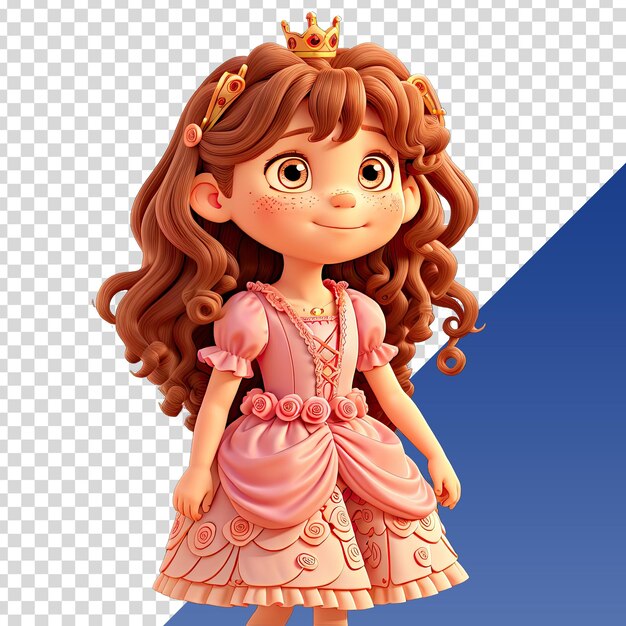 A cartoon character with a pink crown and a blue background