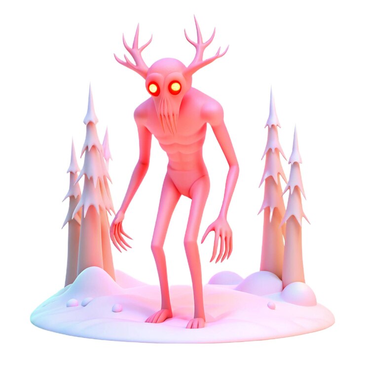 PSD a cartoon character with a red eyes and antlers is shown in this image