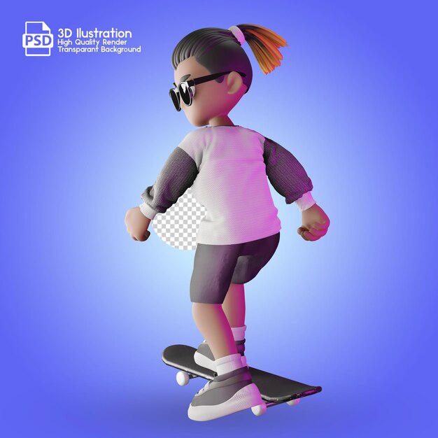 PSD a cartoon character with sunglasses and a skateboard