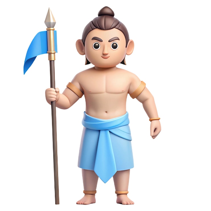 PSD a cartoon character with a sword and a blue flag
