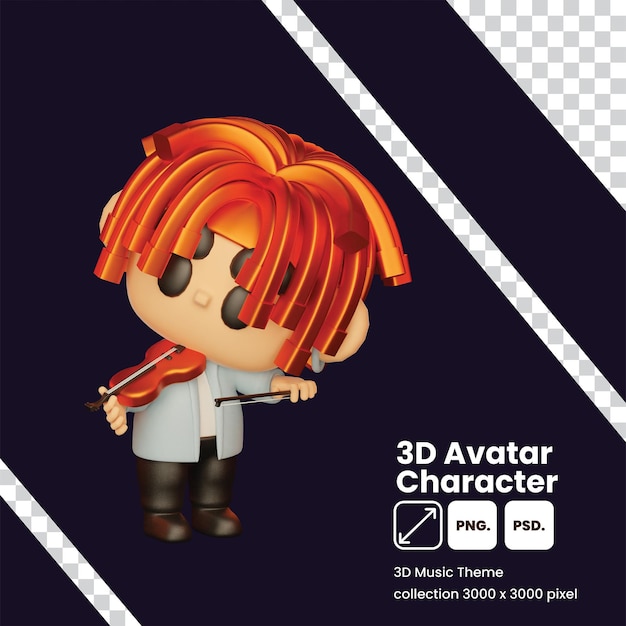 PSD a cartoon character with the title 3d avatar character on it