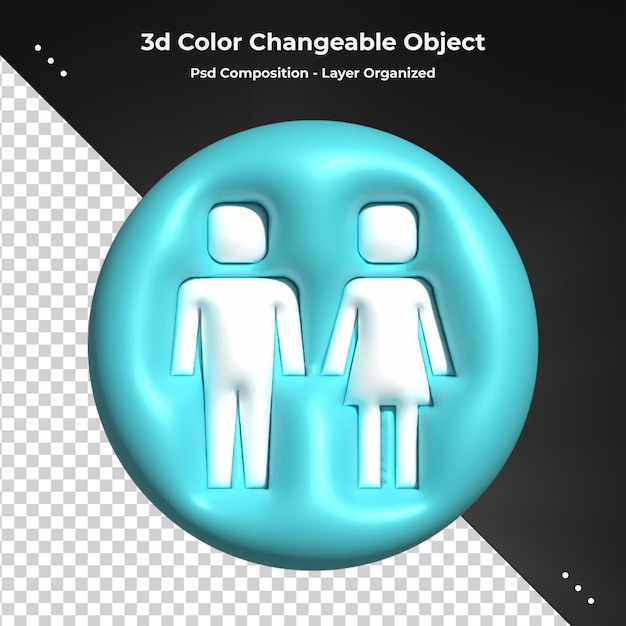 PSD cartoon characters  3d rendering man and woman for psd composition