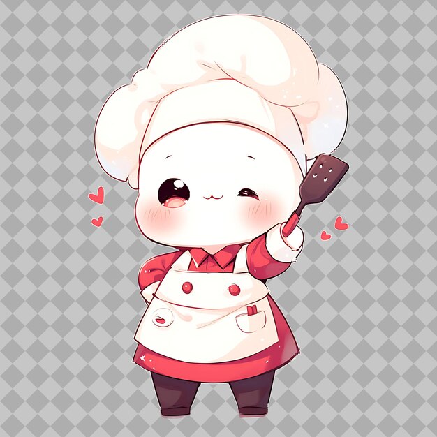 a cartoon chef with a chef hat on holding a spatula