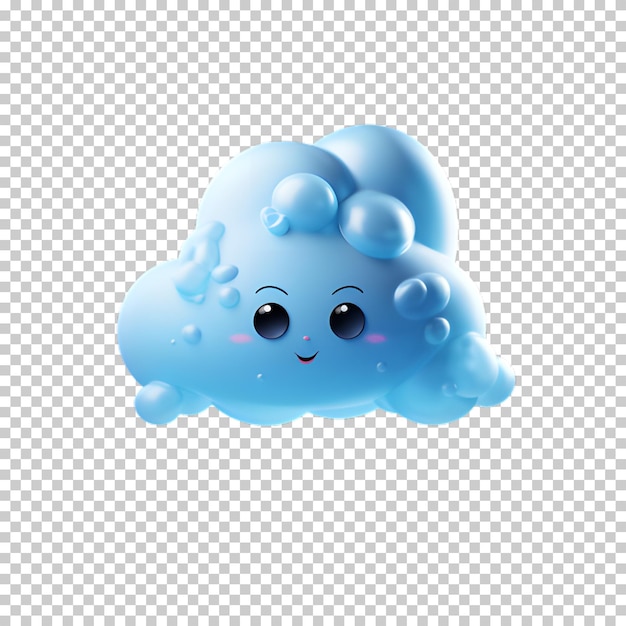 PSD cartoon cloud isolated on transparent background