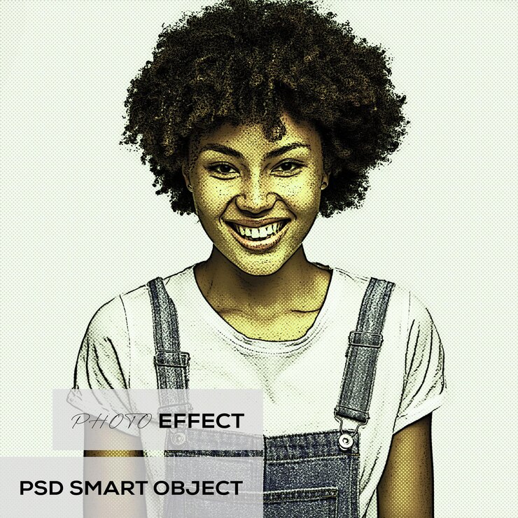 PSD cartoon comic book photo effect mockup