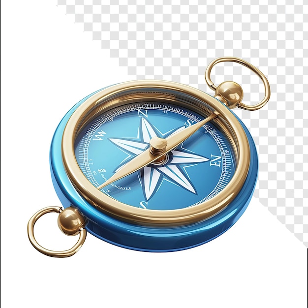 PSD cartoon compass cyan blue on transparent background