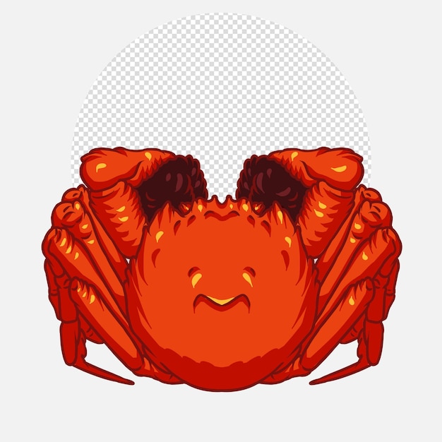 PSD cartoon cooked crab isolated on white background top view illustration