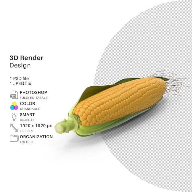 PSD 만화 옥수수 3d 모델링 psd 파일 현실적인 옥수수