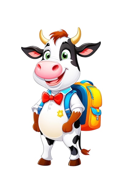 PSD cartoon cow goes to school