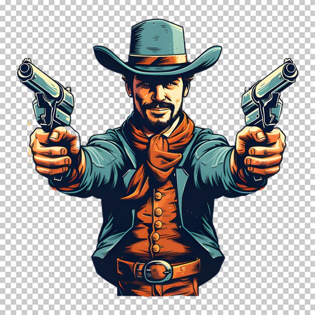 PSD cartoon cowboy geïsoleerd op transparante achtergrond