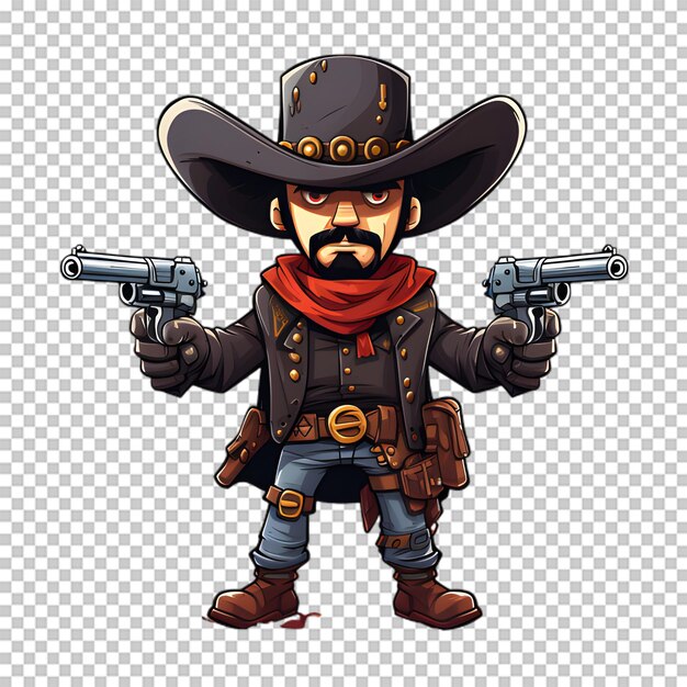 PSD cartoon cowboy geïsoleerd op transparante achtergrond