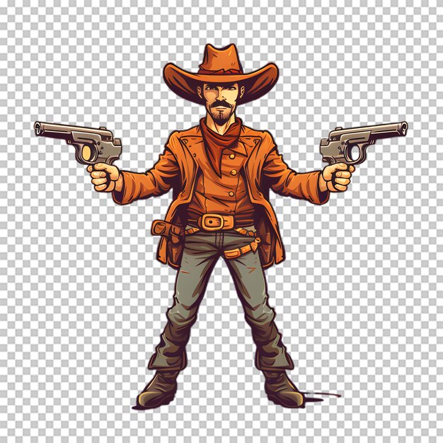 PSD cartoon cowboy isolated on transparent background