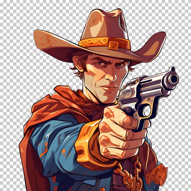 PSD cartoon cowboy isolated on transparent background