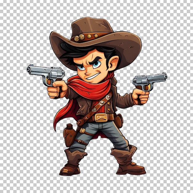 PSD cartoon cowboy isolated on transparent background
