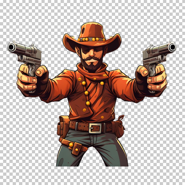 PSD cartoon cowboy isolated on transparent background