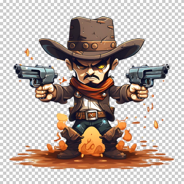 PSD cartoon cowboy isolated on transparent background