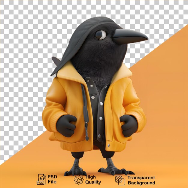 Cartoon crow wearing a jacket isolated on transparent background include png file