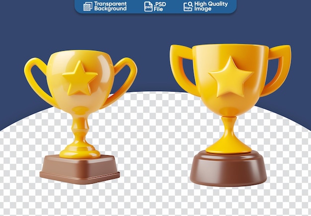 Икона кубка мультфильма 3d-рендер желтого трофея со звездой